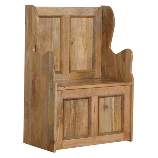 Read more about Monks wooden small hallway storage bench in oak ish