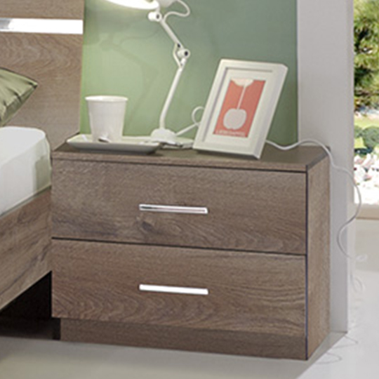 Read more about Monoceros wooden bedside cabinet in muddy oak with 2 drawers