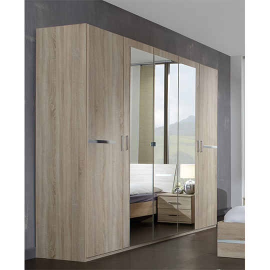 Read more about Monoceros wooden wardrobe in oak with 3 mirrors