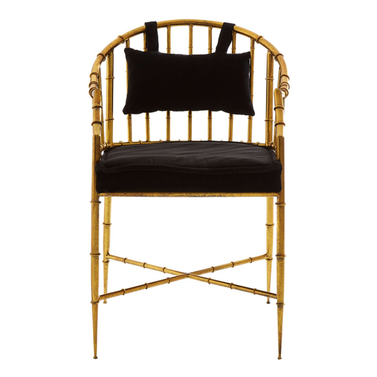 Monora Black Fabric Seat Armchair With Gold Frame