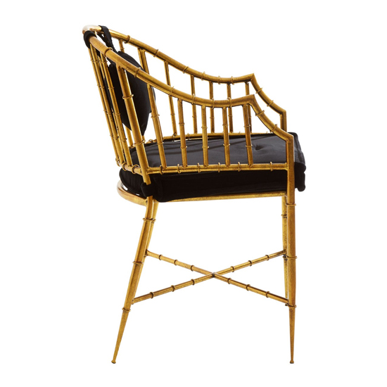 Monora Black Fabric Seat Armchair With Gold Frame