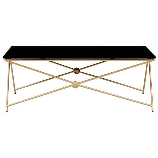 Monora Black Glass Coffee Table With Gold Metal Legs Furniture in Fashion