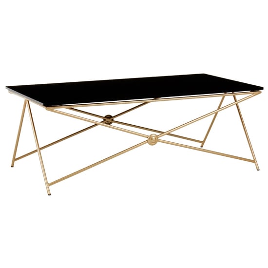 Photo of Monora black glass coffee table with gold metal legs