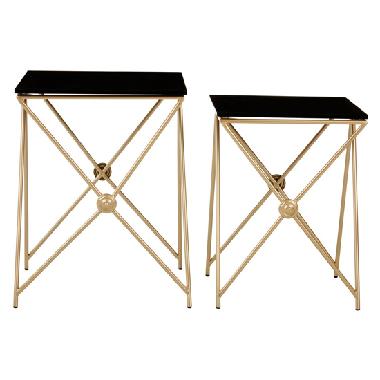 Monora Set Of 2 Black Glass Side Tables With Gold Metal Legs_2