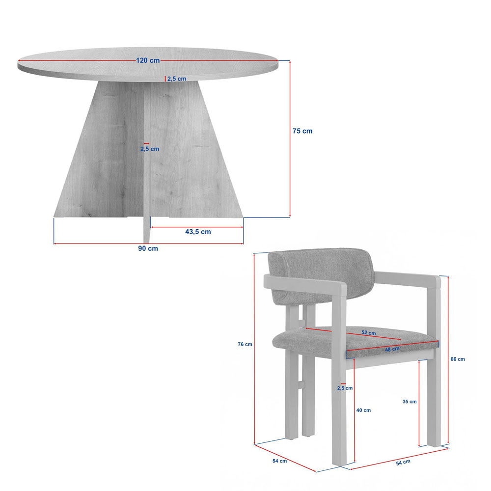 Monroe Travertine Marble Effect Wooden Dining Table with 4 Fabric White and Walnut Chairs