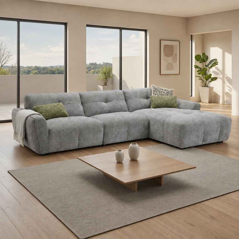 Montague Fabric Right Hand Corner Sofa in Grey