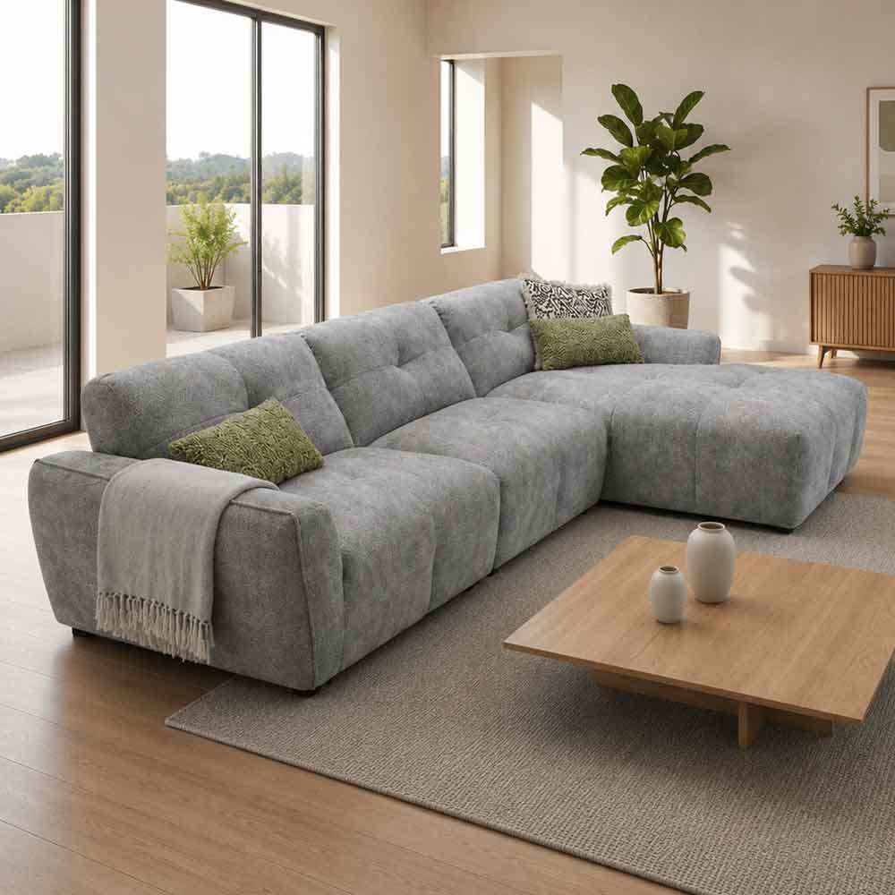 Montague Fabric Right Hand Corner Sofa in Grey