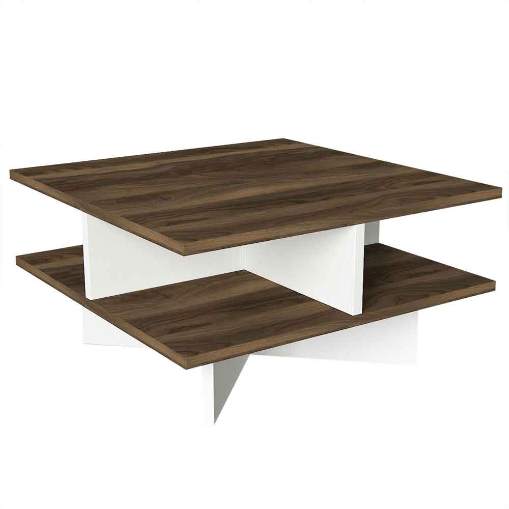 Montana Square Wooden Coffee Table in Walnut and White