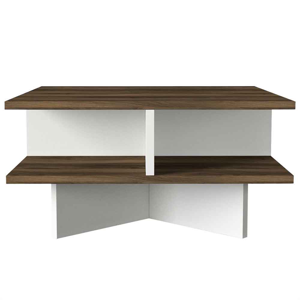 Montana Square Wooden Coffee Table in Walnut and White