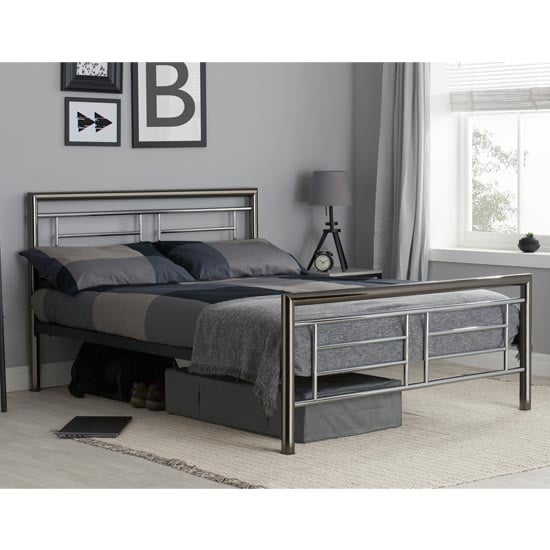 Read more about Montana steel double bed in chrome and nickel