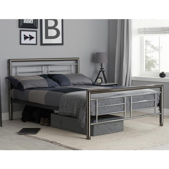 Montana Steel King Size Bed In Chrome And Nickel_1
