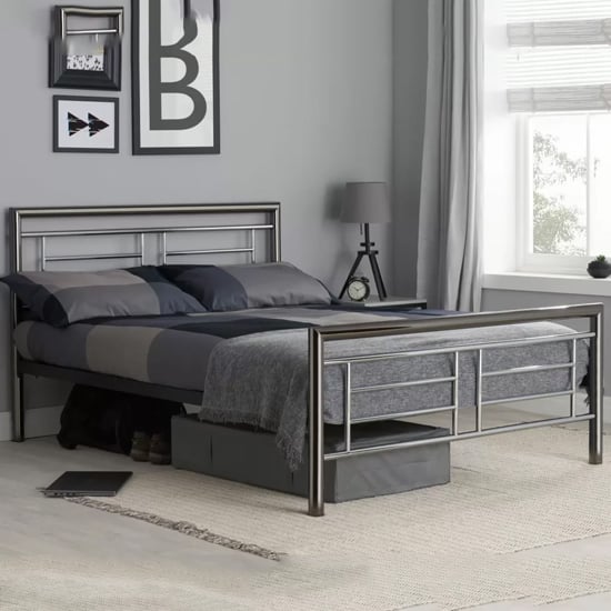 Product photograph of Montane Metal Double Bed In Chrome And Nickel from Furniture in Fashion