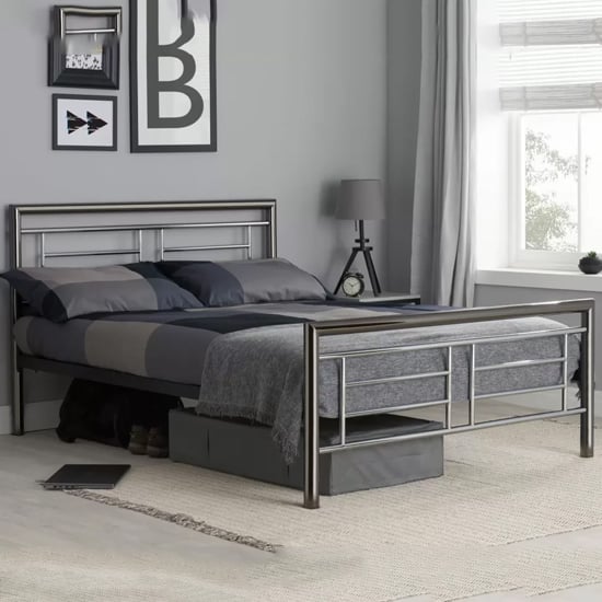 Read more about Montane metal double bed in chrome and nickel