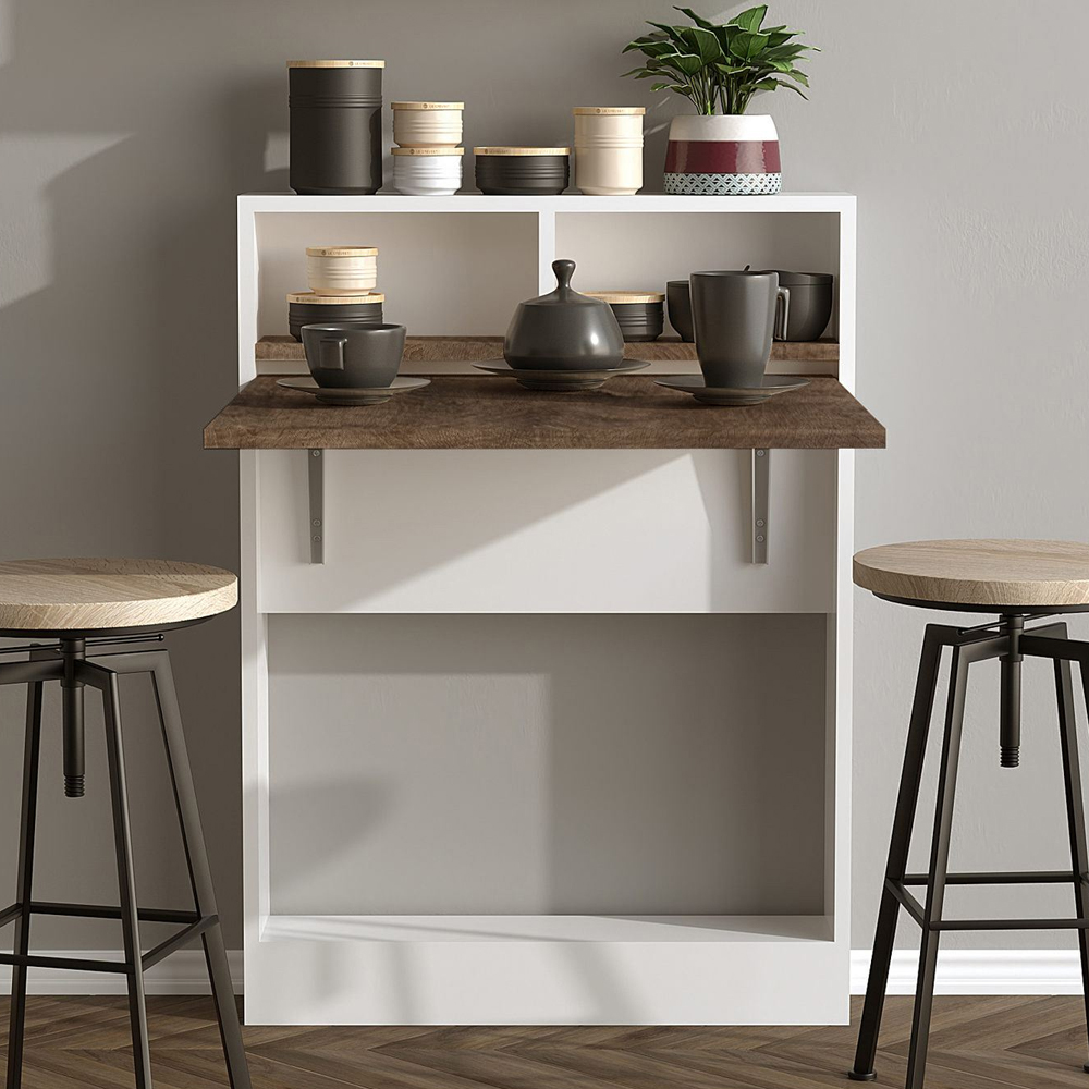 Montavio Wooden Folding Dining Table In White And Patara