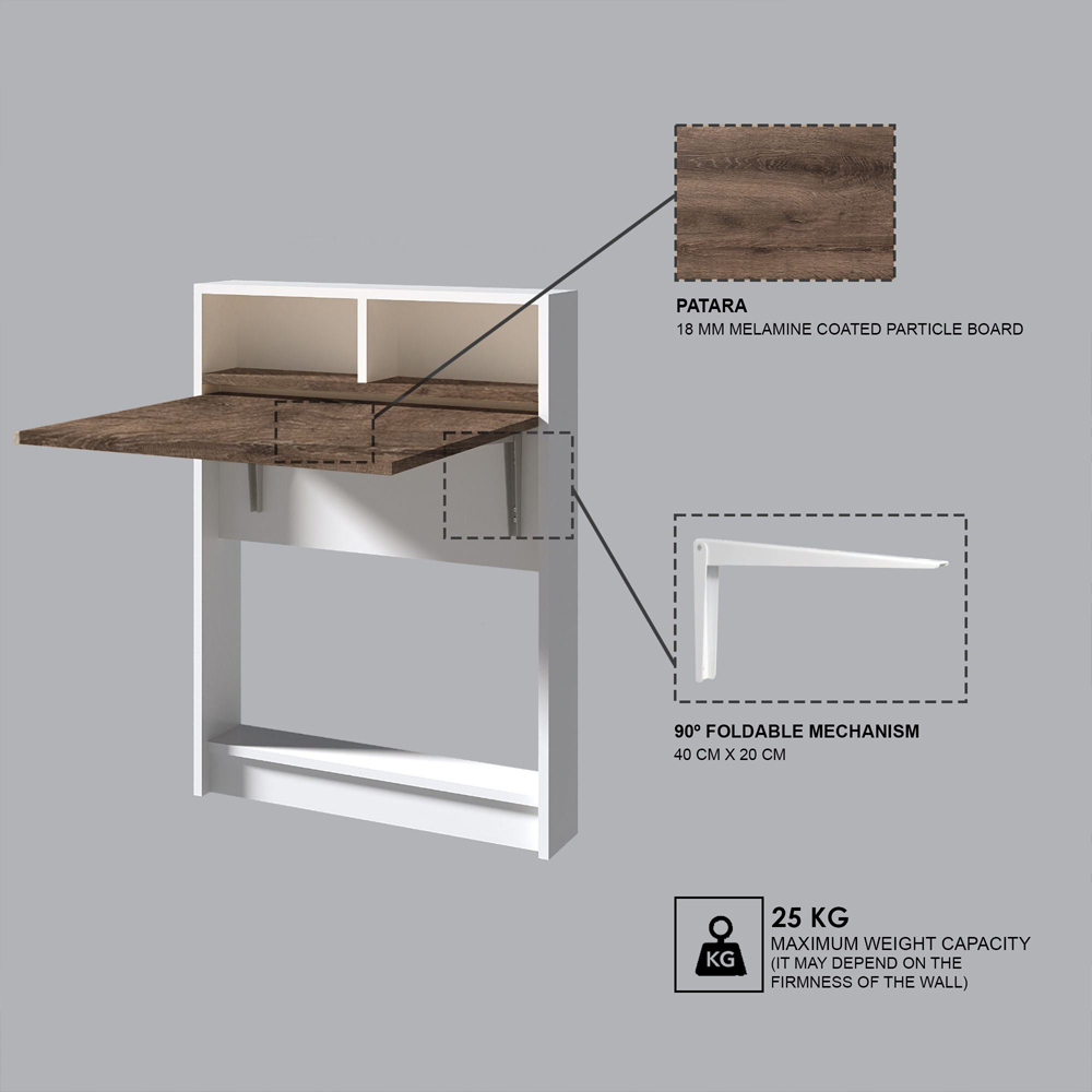 Montavio Wooden Folding Dining Table In White And Patara