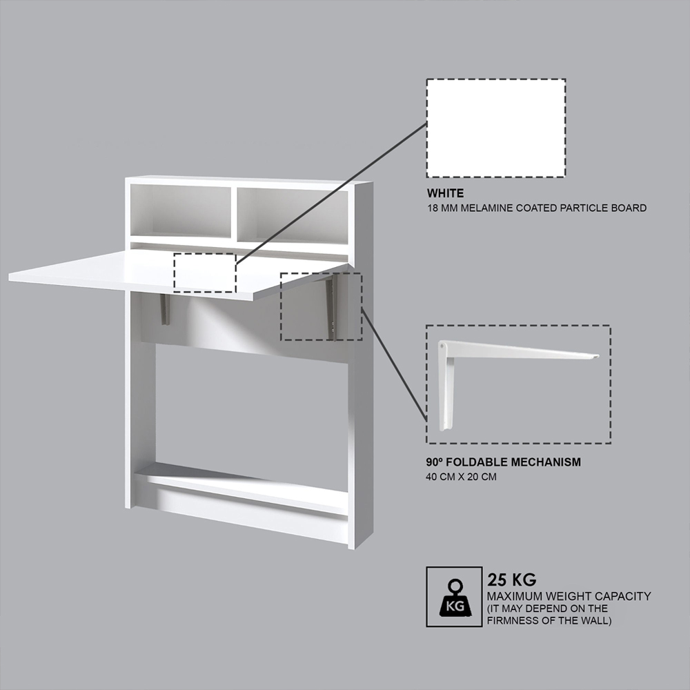 Montavio Wooden Folding Dining Table In White