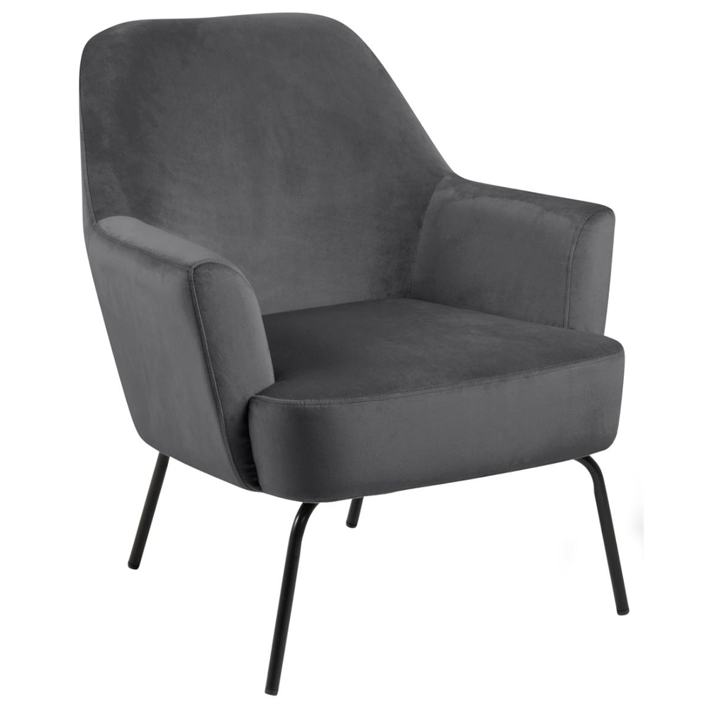 Montclair Fabric Lounge Chair With Black Legs In Dark Grey
