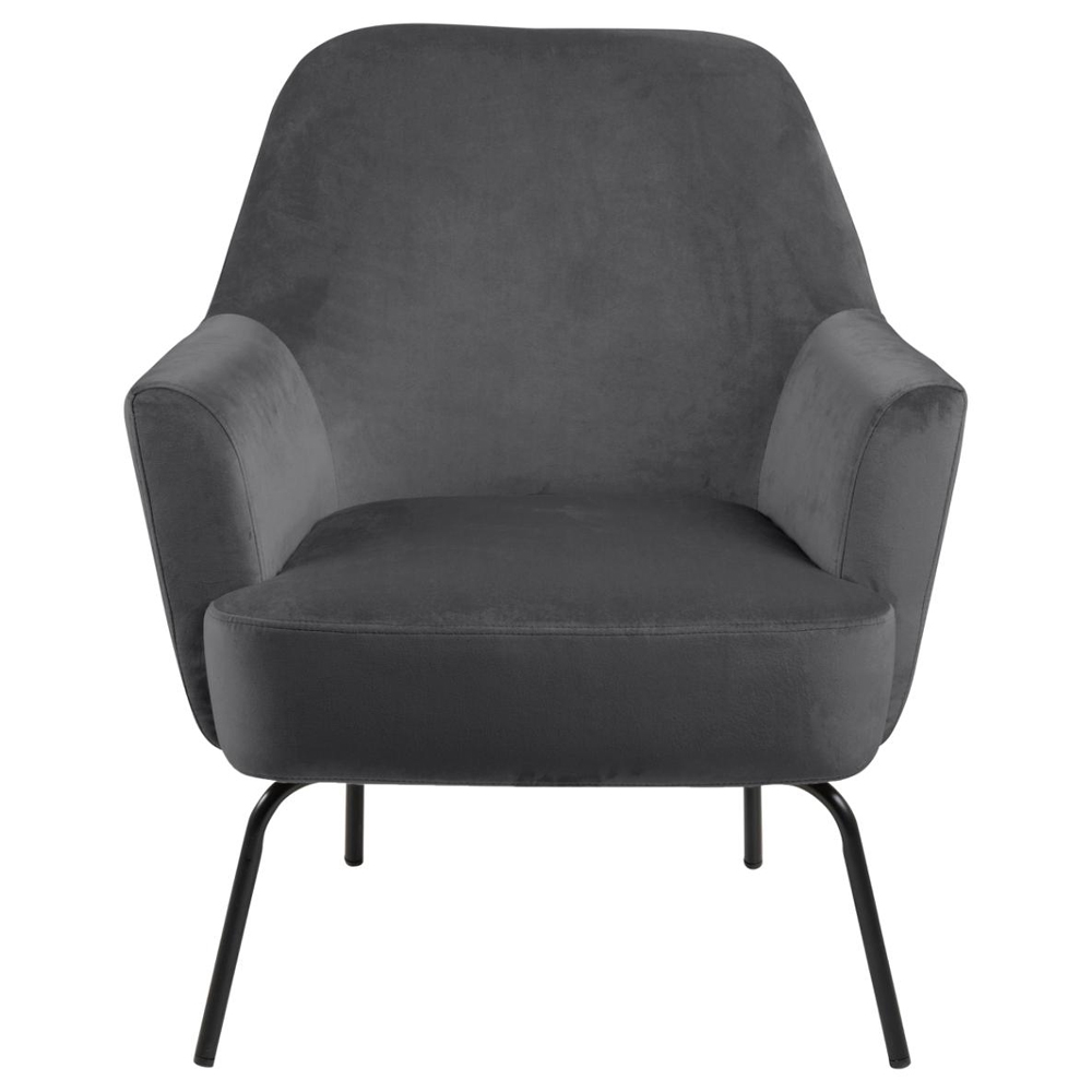 Montclair Fabric Lounge Chair With Black Legs In Dark Grey