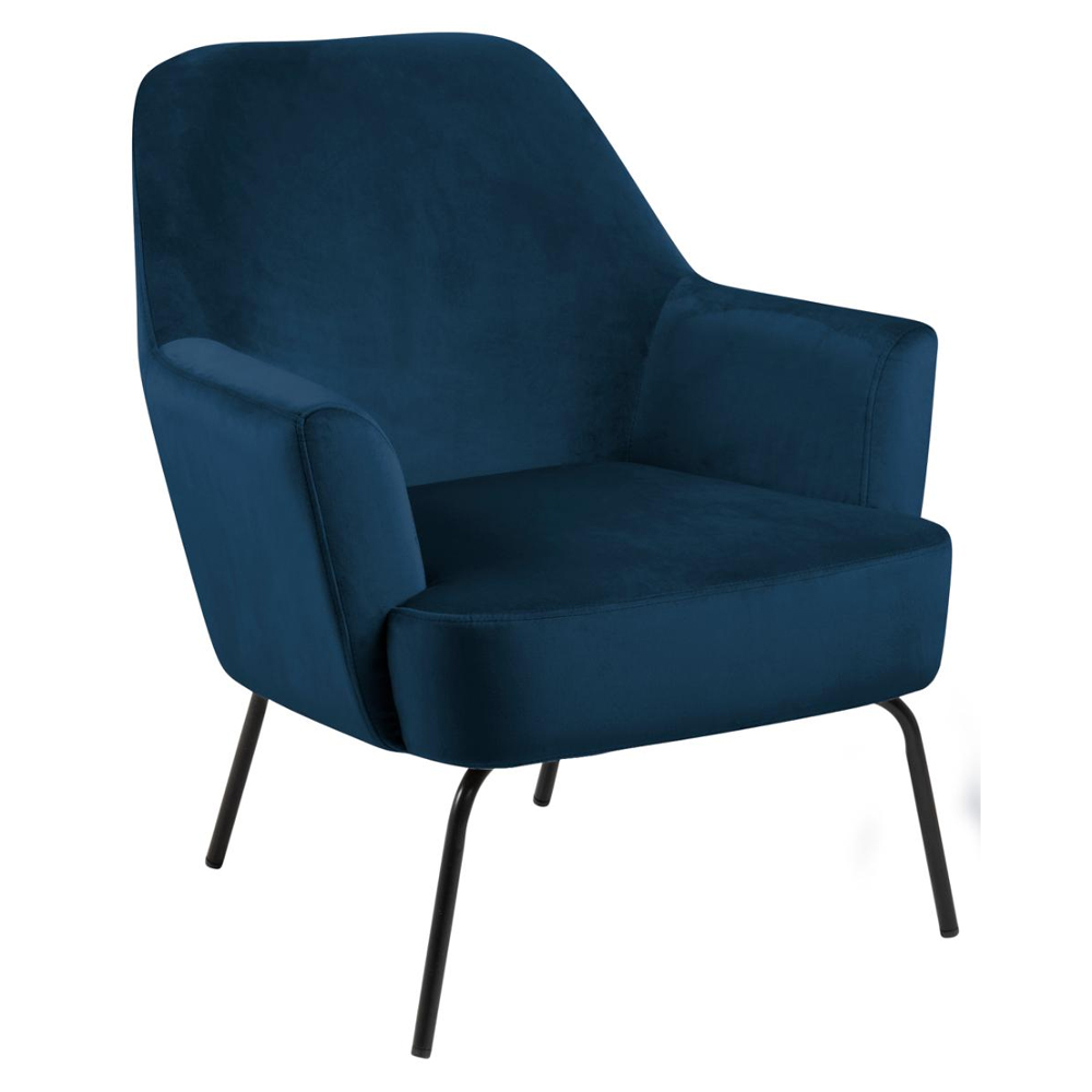 Montclair Fabric Lounge Chair With Black Legs In Navy Blue