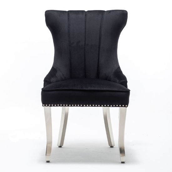 Read more about Monten lion knocker velvet dining chair in black