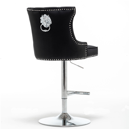 Monten Velvet Upholstered GasLift Bar Chair In Black Furniture in Fashion