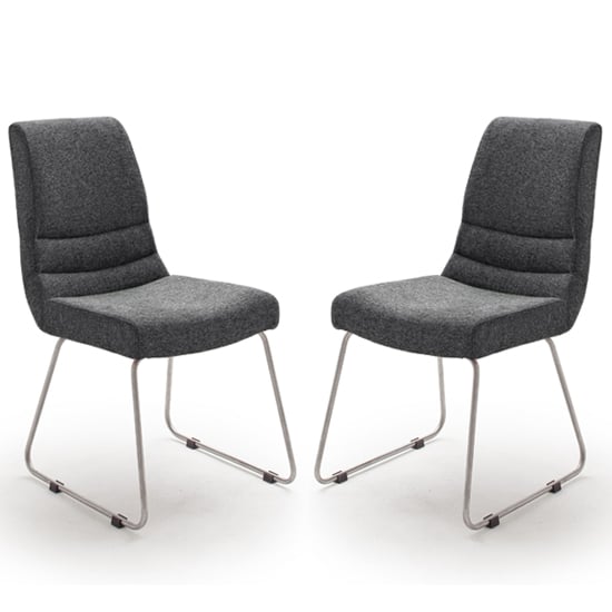 Photo of Montera anthracite fabric cantilever dining chairs in pair