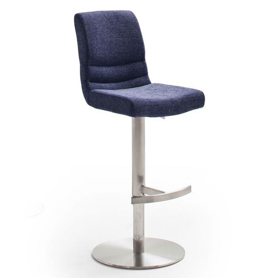 Montera Gas Lift Bar Stool In Blue With Stainless Steel Base_1