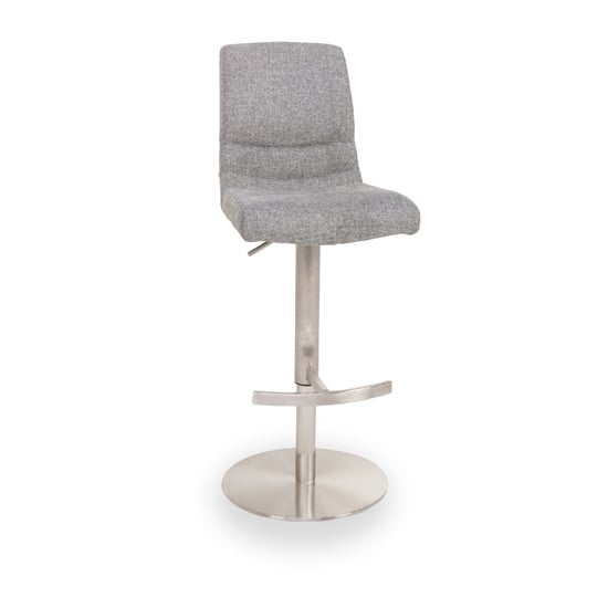Montera Gas Lift Bar Stool In Grey With Stainless Steel Base