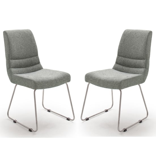 Montera Grey Fabric Cantilever Dining Chairs In Pair