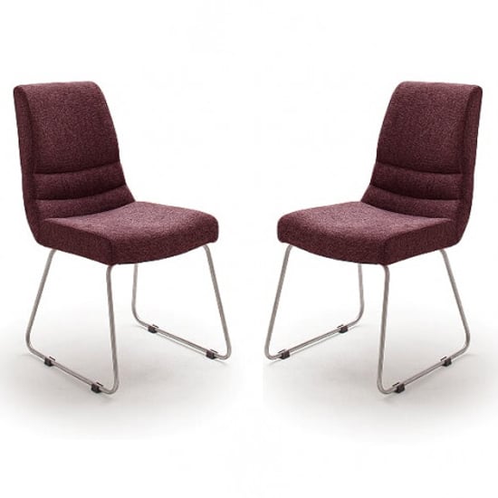 Montera Merlot Fabric Cantilever Dining Chairs In Pair