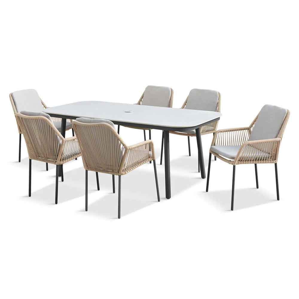 Monterey Aluminium Garden Lounger Set with 2 Nesting Tables in Terracotta