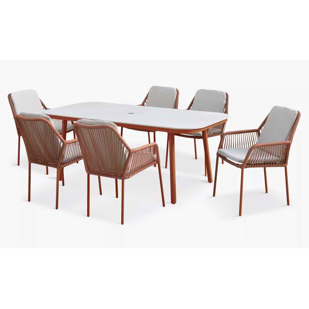 Monterey Aluminium Rectangular Outdoor 6 Seater Dining Set in Terracotta
