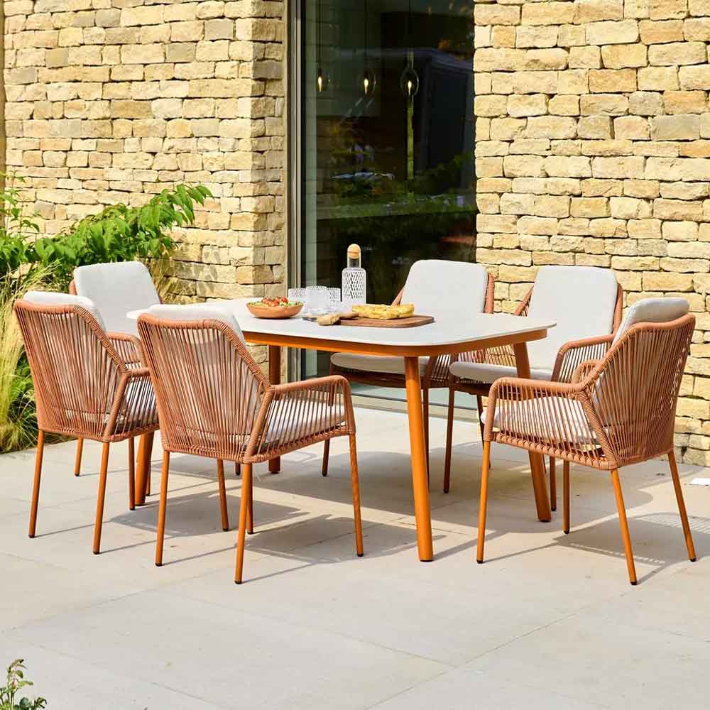 Monterey Aluminium Rectangular Outdoor 6 Seater Dining Set in Terracotta