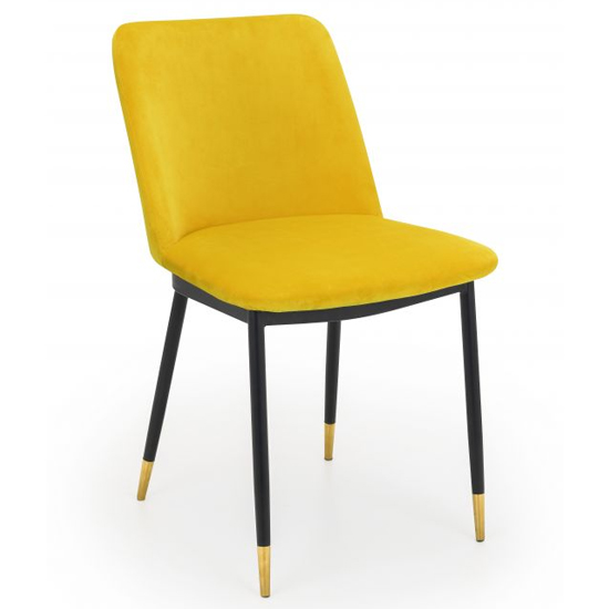 Madelia Glass Dining Table With 4 Daiva Mustard Chairs