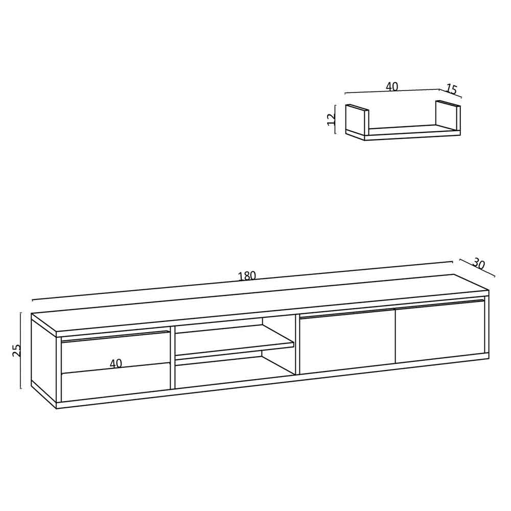 Montero Wooden TV Stand with Wall Shelf in Sapphire Oak