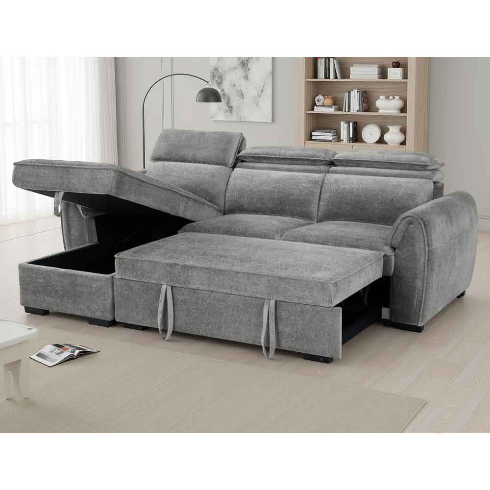 Montfield Fabric Universal Corner Sofabed in Dark Grey