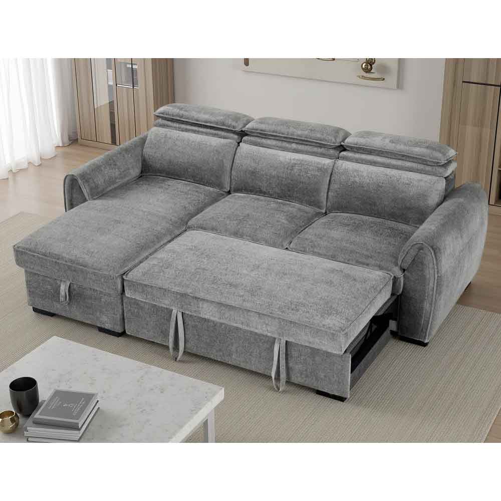 Montfield Fabric Universal Corner Sofabed in Dark Grey