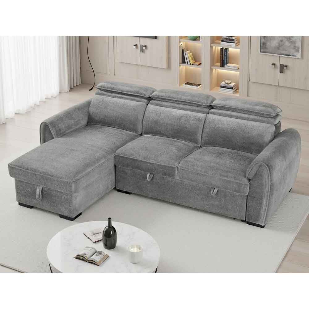 Montfield Fabric Universal Corner Sofabed in Dark Grey