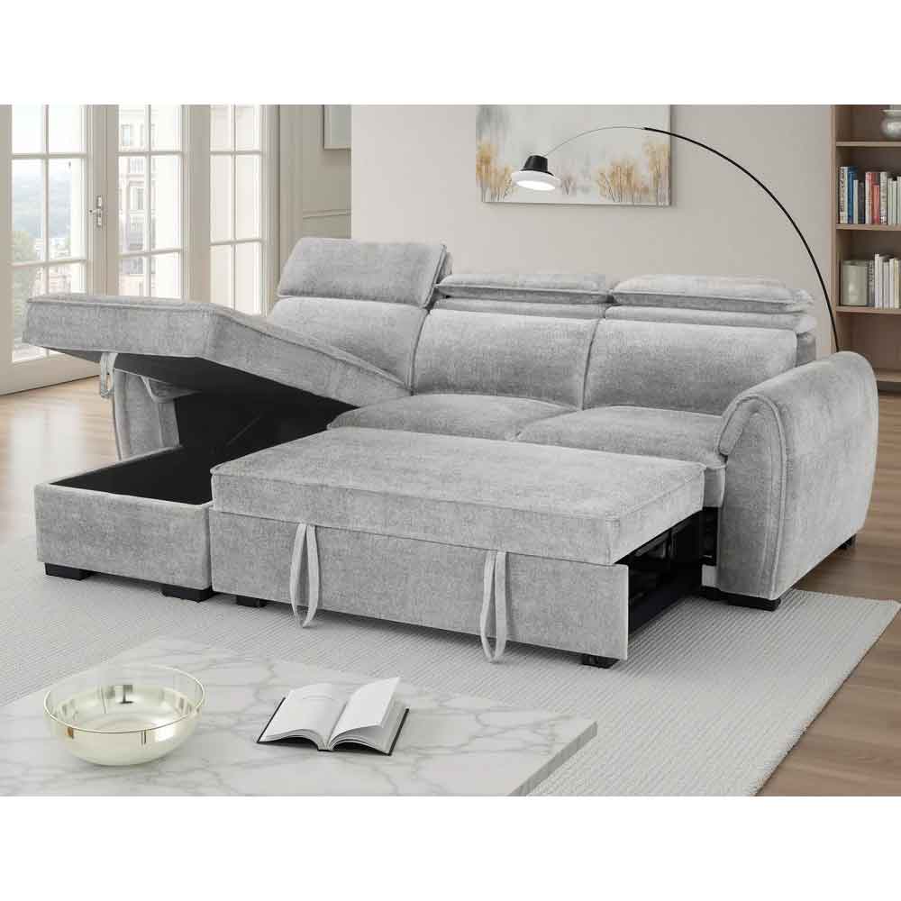Montfield Fabric Universal Corner Sofabed in Grey