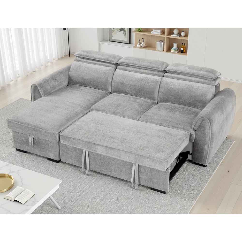 Montfield Fabric Universal Corner Sofabed in Grey