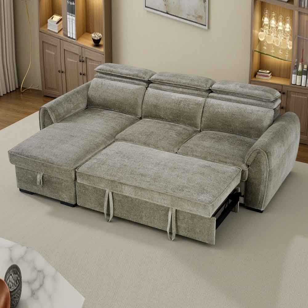 Montfield Fabric Universal Corner Sofabed in Mushroom