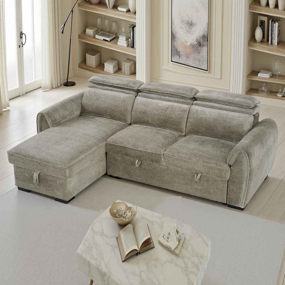 Montfield Fabric Universal Corner Sofabed in Mushroom
