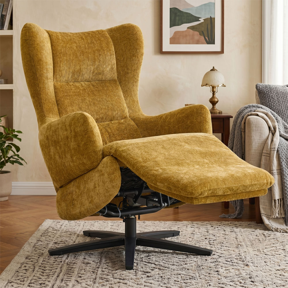 Montford Fabric Electric Recliner Lounge Chair in Mustard