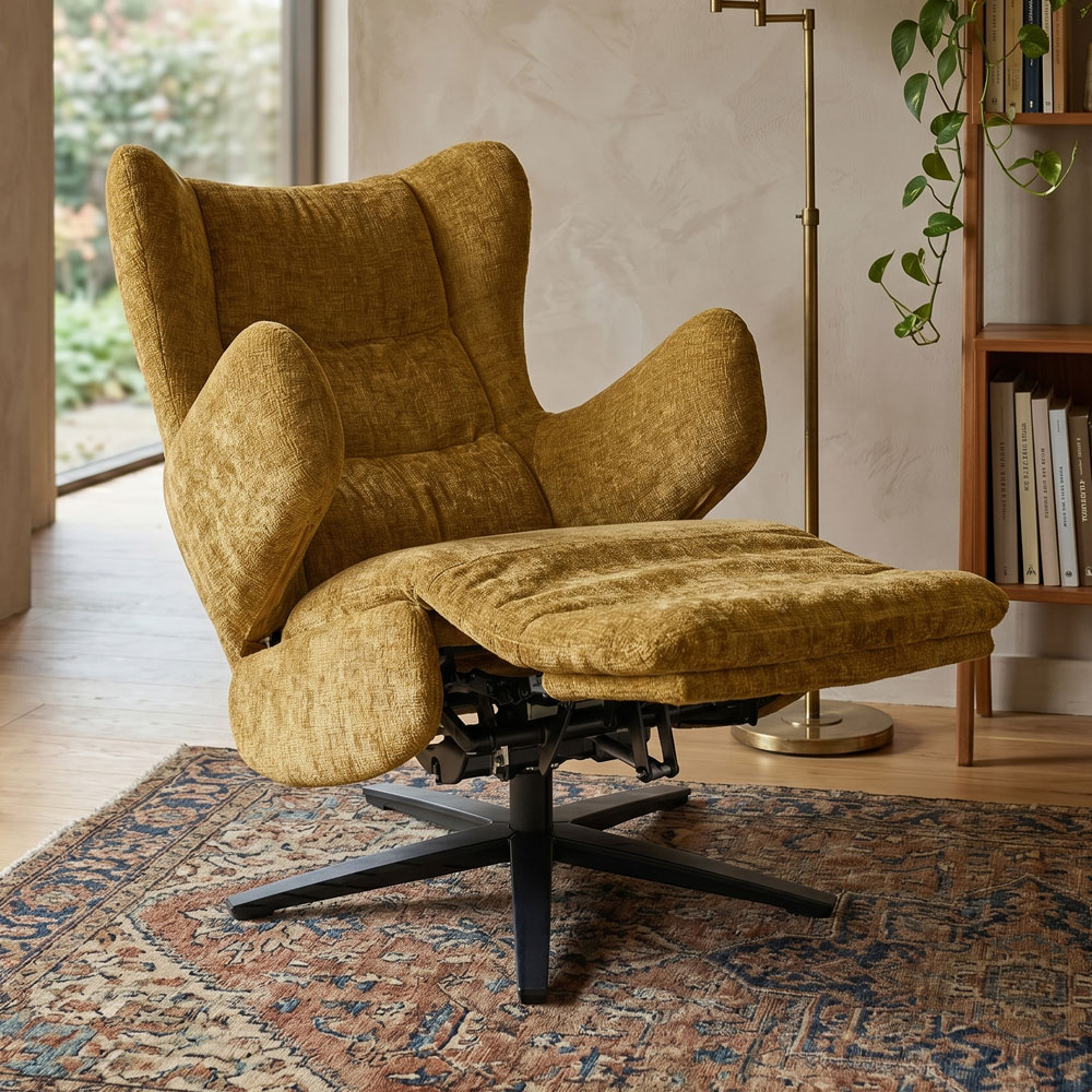 Montford Fabric Electric Recliner Lounge Chair in Mustard