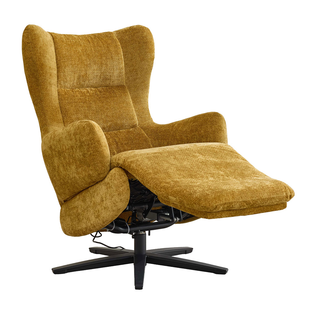 Montford Fabric Electric Recliner Lounge Chair in Mustard