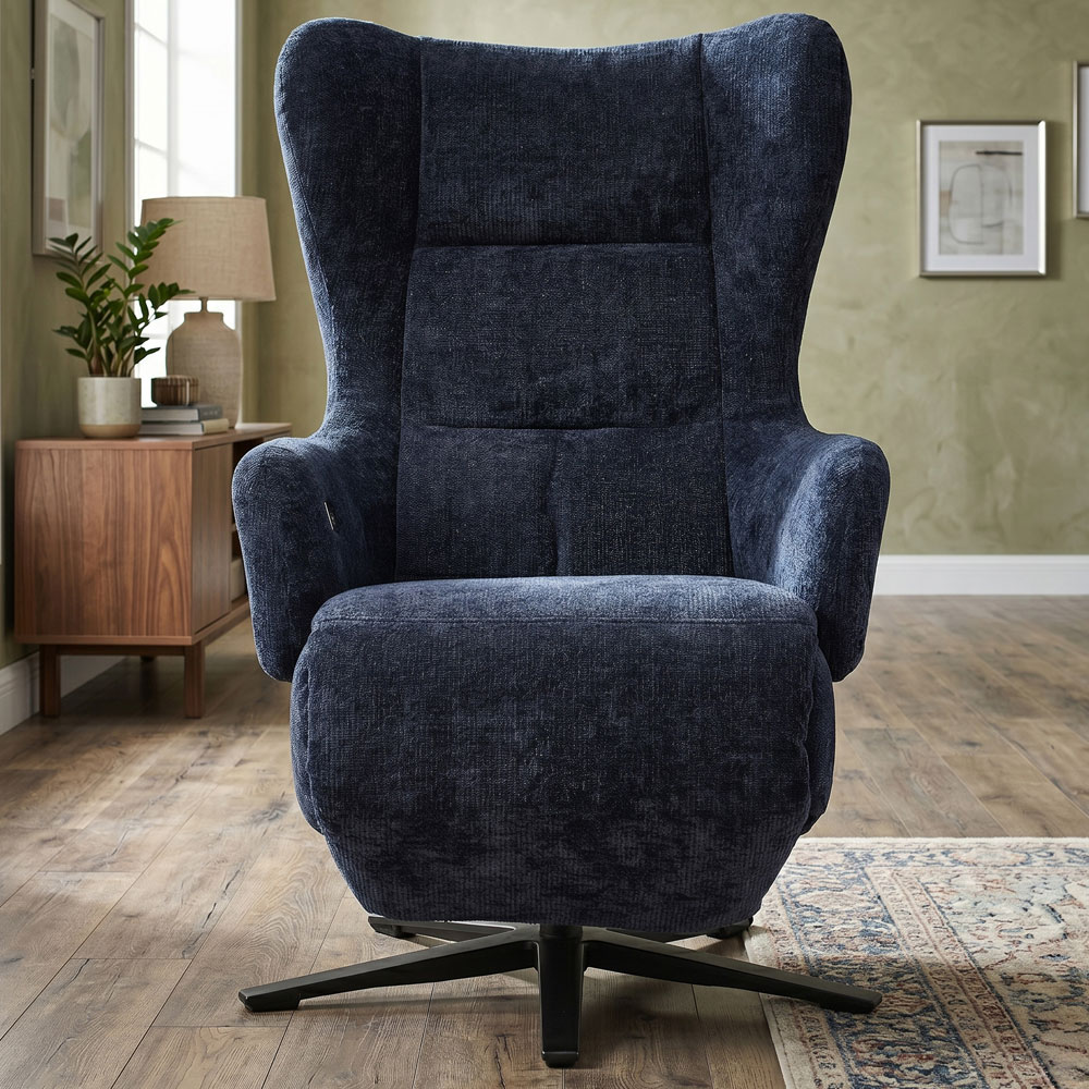 Montford Fabric Electric Recliner Lounge Chair in Navy