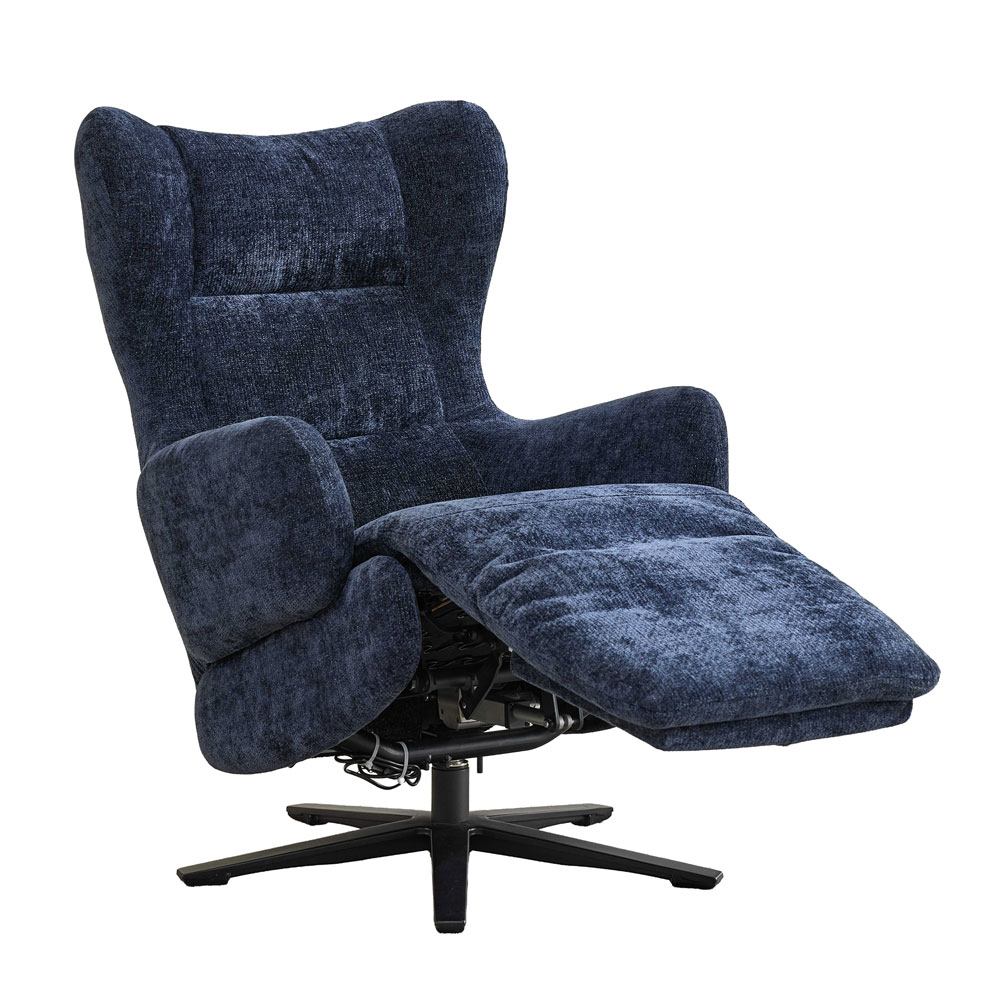 Montford Fabric Electric Recliner Lounge Chair in Navy