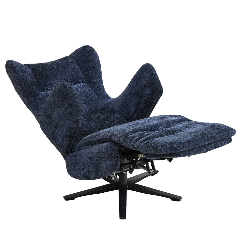 Montford Fabric Electric Recliner Lounge Chair in Navy