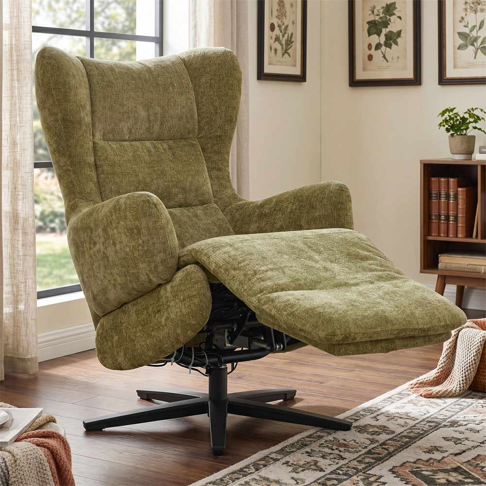 Montford Fabric Electric Recliner Lounge Chair in Olive