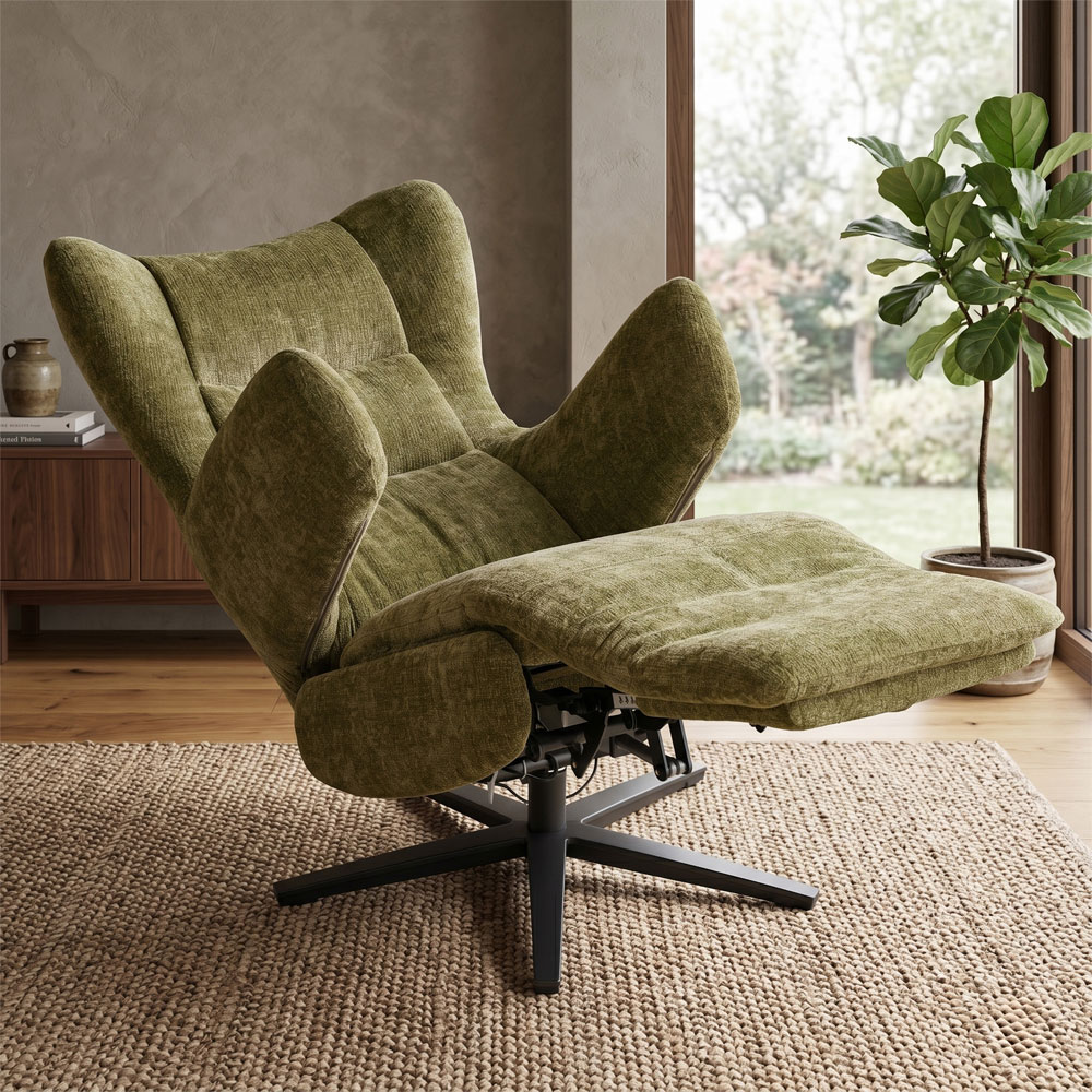 Montford Fabric Electric Recliner Lounge Chair in Olive